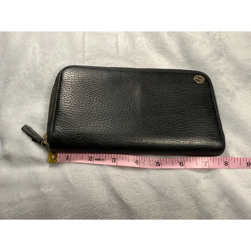 Gucci Black Leather Interlocking G Zip‎ Wallet